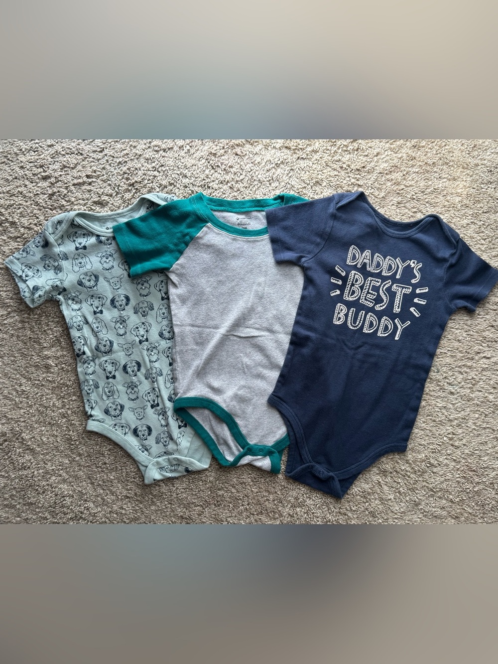 Member’s Mark 24M Bodysuit Bundle Dog Print Daddy’s Best Buddy 3 Pack